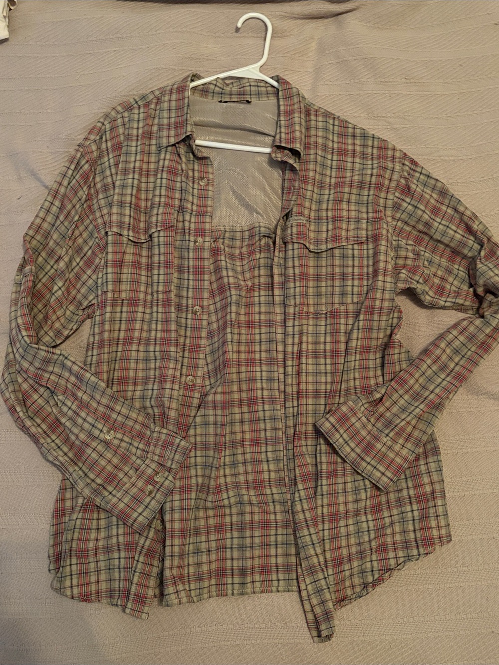 Vintage Columbia PFG Men's Plaid Button-Up Shirt - Red & Green